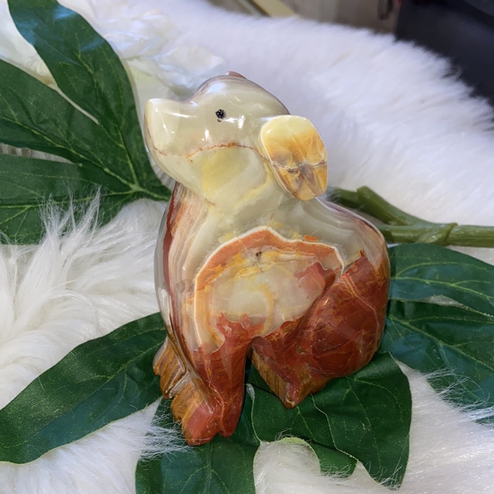 Carved Stone Dog Statue Figurine Collectible Decor - Picture 3 of 17